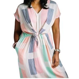 Lou & Grey Geo Jacquard Summer Wrap Dress Size Small